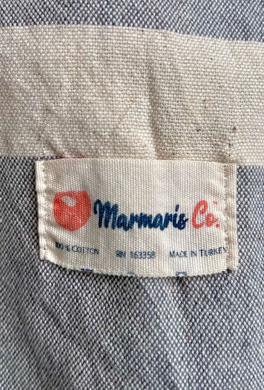 Marmaris Co Turkish Beach Towel Organic Cotton Fringed Blue Gray Striped Classic